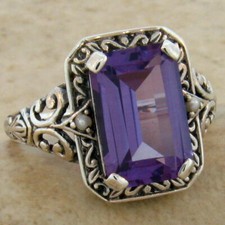 CLASSIC STYLE 925 STERLING SILVER COLOR CHANGING SIMULATED ALEXANDRITE RING 461X