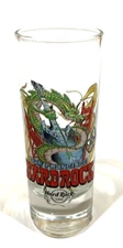 Hard Rock Cafe Double Shot Glass San Francisco Dragon Playing Guitar New in Box