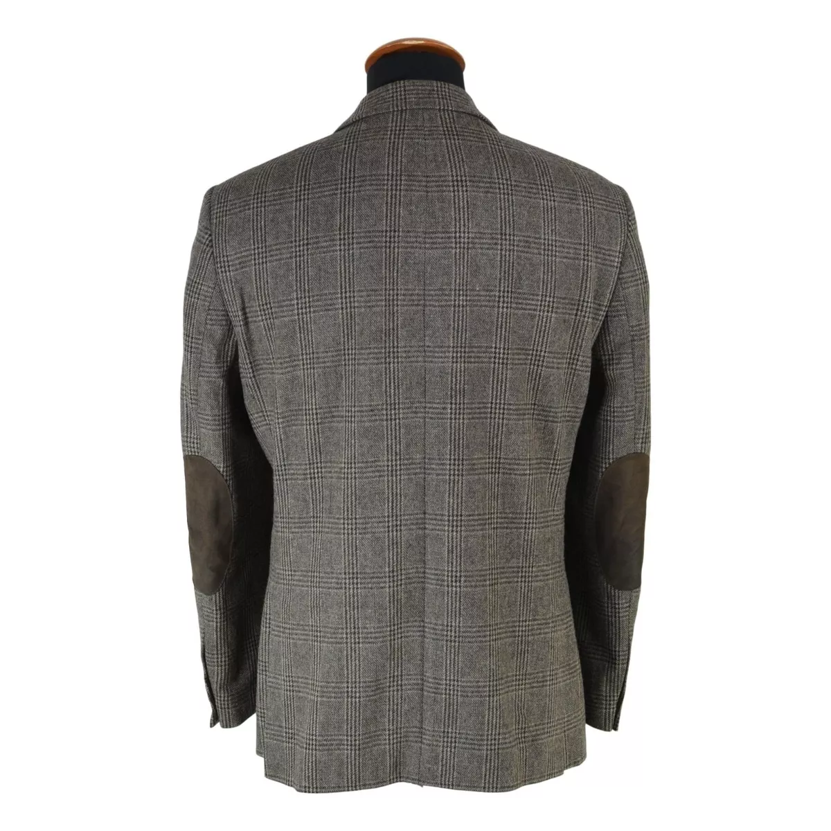 Christian Berg Grey Plaid Elbow patches Mens Blazer size 40R Wool Sport Coat p91