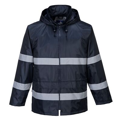 Men's Hi Vis Waterproof Classic Iona Reflective Rain Jacket 4X-Large Big Navy
