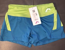 DAMEN-LAUFSHORTS MORE MILE LEISTUNGSSTARK NEU MIT ETIKETT MEERBLAU & LIMETTE. XS 8.