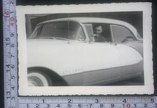 Young Man Automobile Auto New Car 1960 Smiling Chrome Photo Snapshot