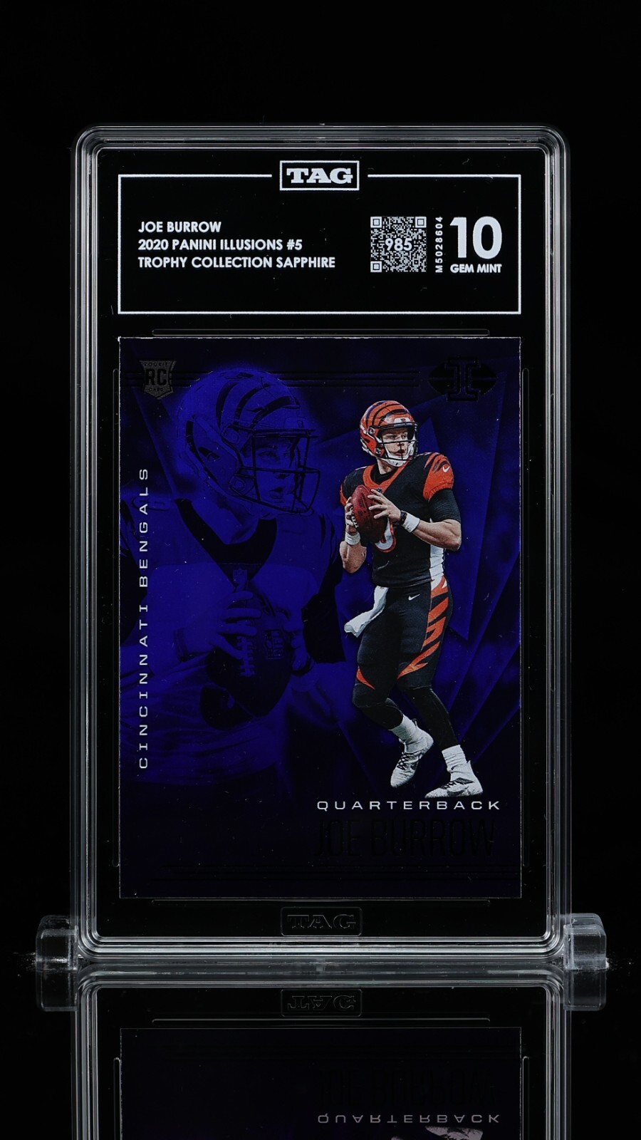Joe Burrow 2020 Panini Illusions Trophy Sapphire #5 Rookie RC TAG 10 GEM MT