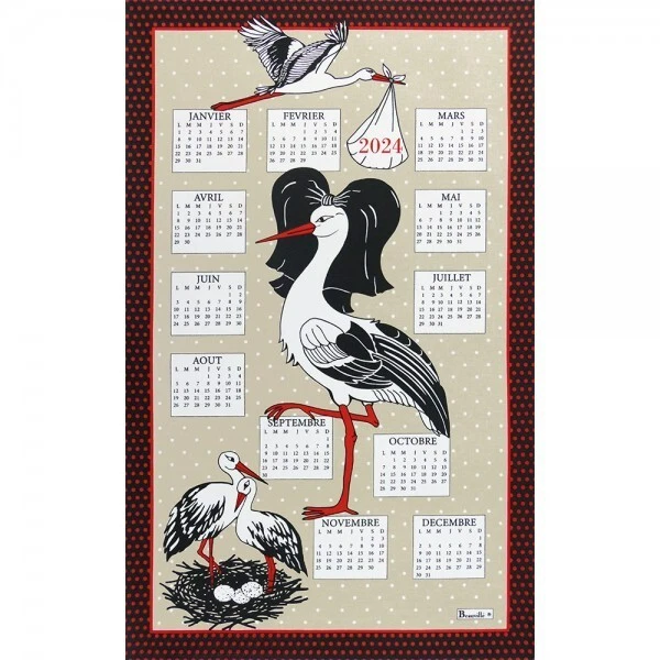 BEAUVILLE, 2024 FRENCH CALENDAR, "MADAME CIGOGNE" KITCHEN /TEA TOWEL, IN  FRENCH | eBay