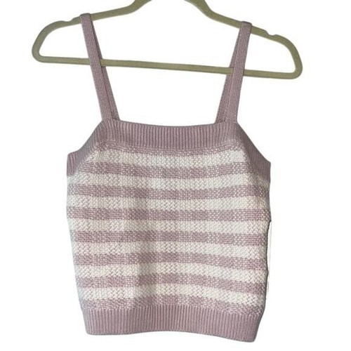 AQUA Ladies Light Purple & White Cropped Crochet Knit Tank Top, Size XS, NWT! - Picture 2 of 3