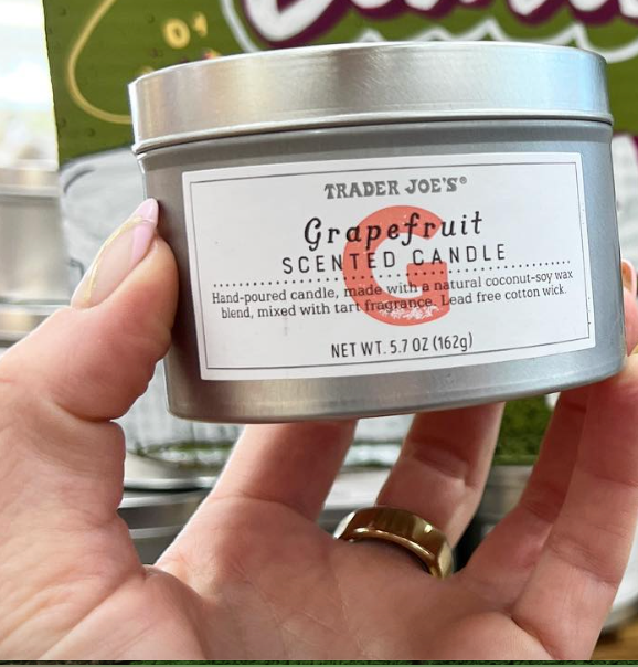 Trader Joe's Grapefruit Scented Candle Tin Seasonal 5.7 oz Soy Wax