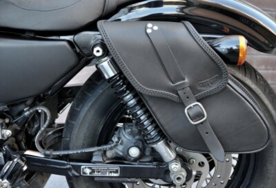 RECHTS + LINKS - Seitentaschen Echtleder schwarz für Harley Sportster