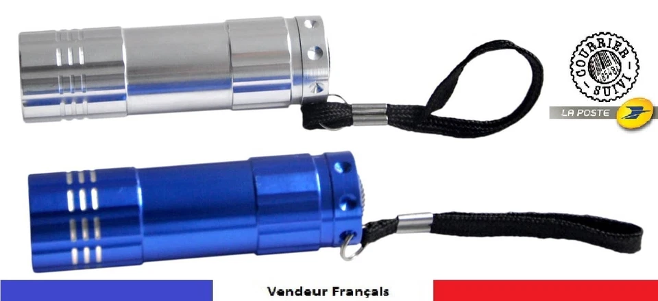Lampe de Poche LED 9 Puissantes Diodes Disponible en Rouge Argenté et Bleu Rouge - Photo 3/4