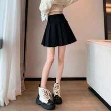 Lady A-line Mini Skirt Corduroy High-Waist Pleated Short Skirts Slim Fit Fashion