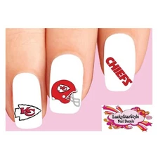 Waterslide Nail Decals Set of 20 - Kansas City Chiefs Football Assorted