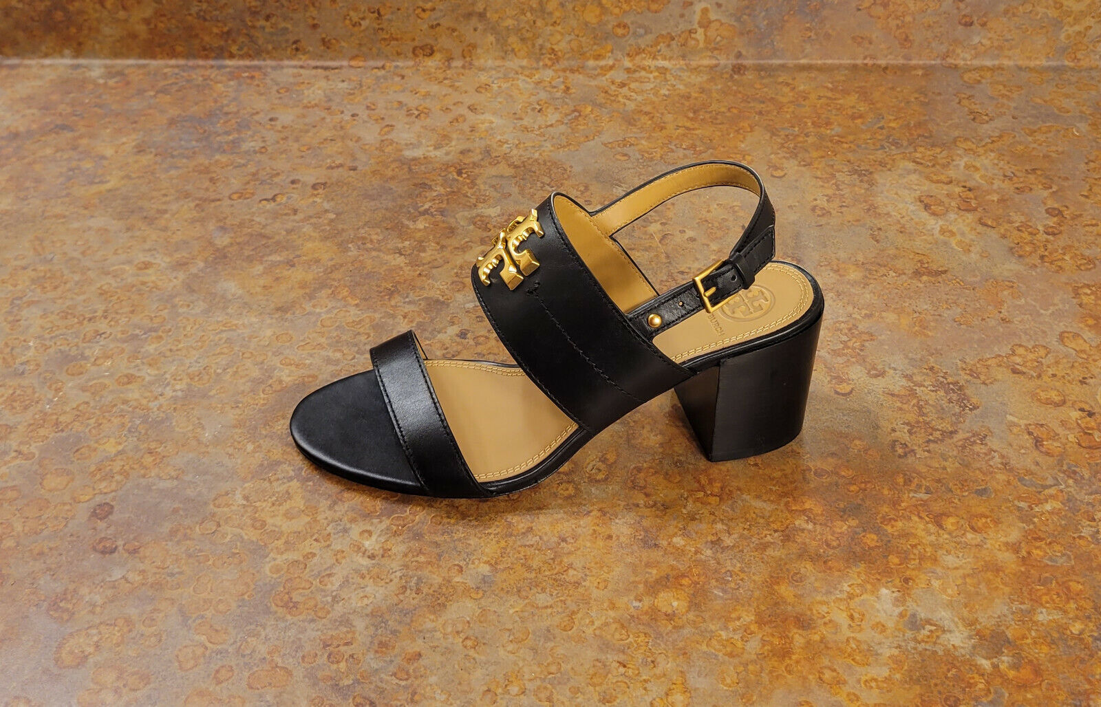 New! Tory Burch 'Everly' Block Heel Sandals Black Leather Womens 6 M MSRP  $298 | eBay