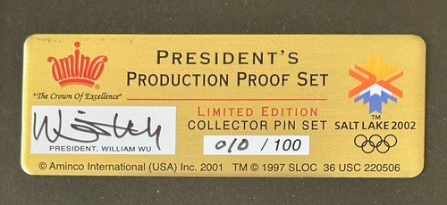 Juego de prueba de producción presidencial SLC prendedor olímpico gelatina verde 2002 - raro 10 de 100 - Imagen 2 de 2