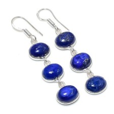 Lapis Lazuli Gemstone 925 Silver Handmade Jewelry Earring 2.17"