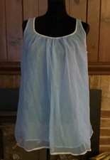 Women s M powder/baby blue nightgown double chiffon VNTG 24 baby doll nightie