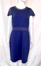 Michael Kors Studded Sheath Dress Navy Blue Size Large
