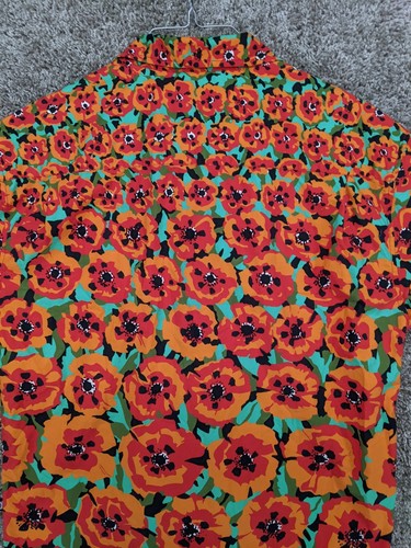 Stussy Hemd Herren Medium Hawaii Lounge Camp Knopfleiste orange Blumen Schlaufenkragen - Bild 10 von 11