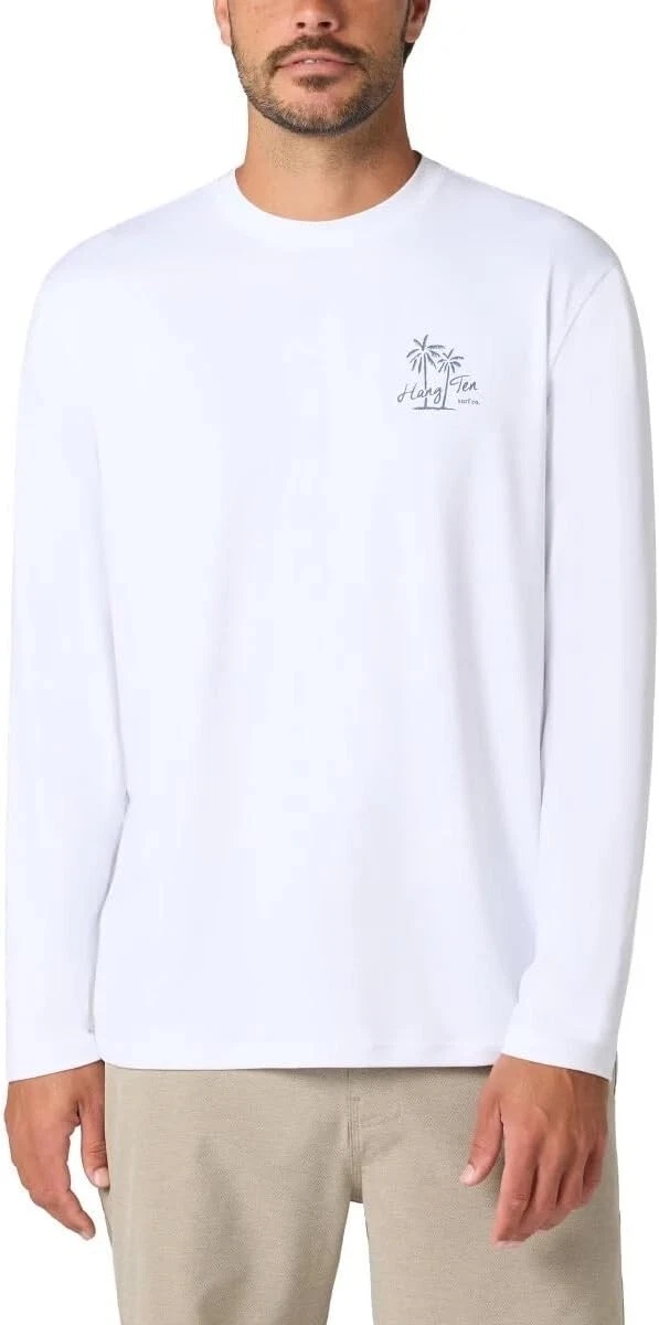 Hang Ten Men's Long Sleeve Sun Tee, UPF 50+, Quick-dry fabric, Lightweight