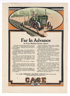 1919 J.I. Case Threshing Machine Co. Ad: Model 10-18 Kerosene Tractor in Color