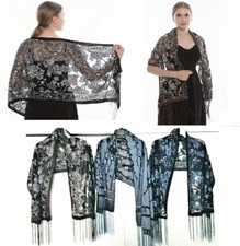 Choice of Thin Hollow Cut Out Elegant Long Ladies Tassel Shawl/ Wrap