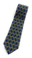 Burberrys' Men's 100 Silk USA Made Green Navy Blue Gold Equestrian Neck Tie