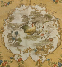 Chicken Toile French Country Farmhouse Ruffle Throw Pillow Cover 23" X 22.5"