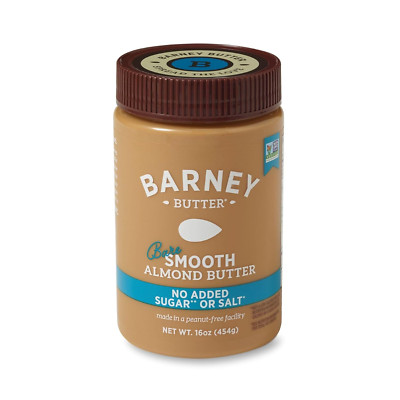 Barney Butter Almond Butter, Bare Smooth, 16 Ounce Jar, No Added Sugar (6 pack)