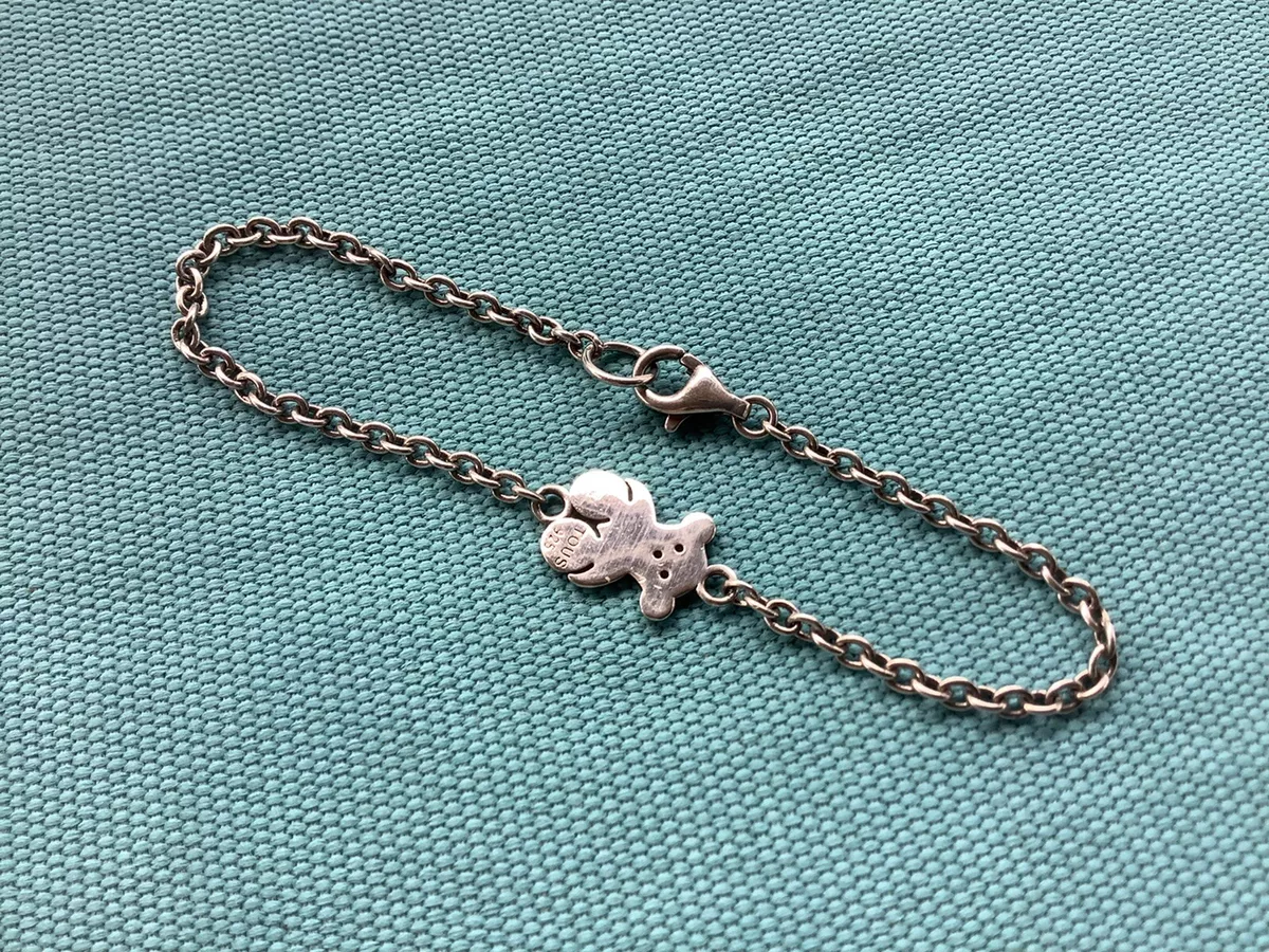 TOUS STERLING SILVER TEADY BEAR BRACELET ON CABLE CHAIN 6 1 4 eBay