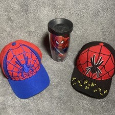 Bundle Of 2 Kids Spider-Man Caps And Spider-Man Tervis Tumbler SAME DAY SHIPPING