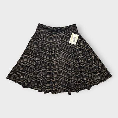 LuLaRoe Madison Pleated Skirt S (6-8) NWT Brown/Black Zigzag