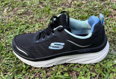 Skechers Womens D Lux Walker Infinite 149023 Black Running Shoes Sneakers Sz 9