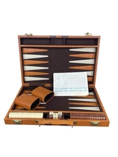 Vintage Backgammon Set Briefcase Complete Game Travel