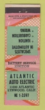 Matchbook Cover - Atlantic Auto Electric Lynwood CA WORN