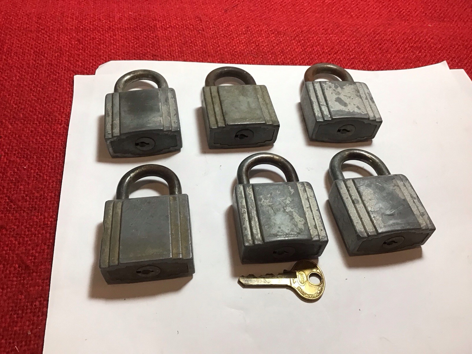 Lot Of 6, Corbin  Antique  Vintage Padlocks One Key All Keyed The Same.