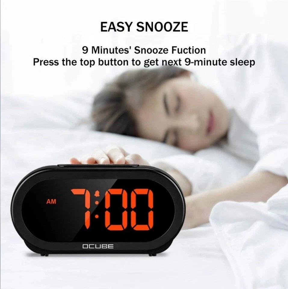 Digital Alarm Clock Large Display USB Charging Port Simple Bedside Office Home - Image 3 of 4