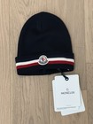 $295 NWT AUTHENTIC UNISEX NAVY BLUE TRICOLOR WOOL BEANIE — photo 2