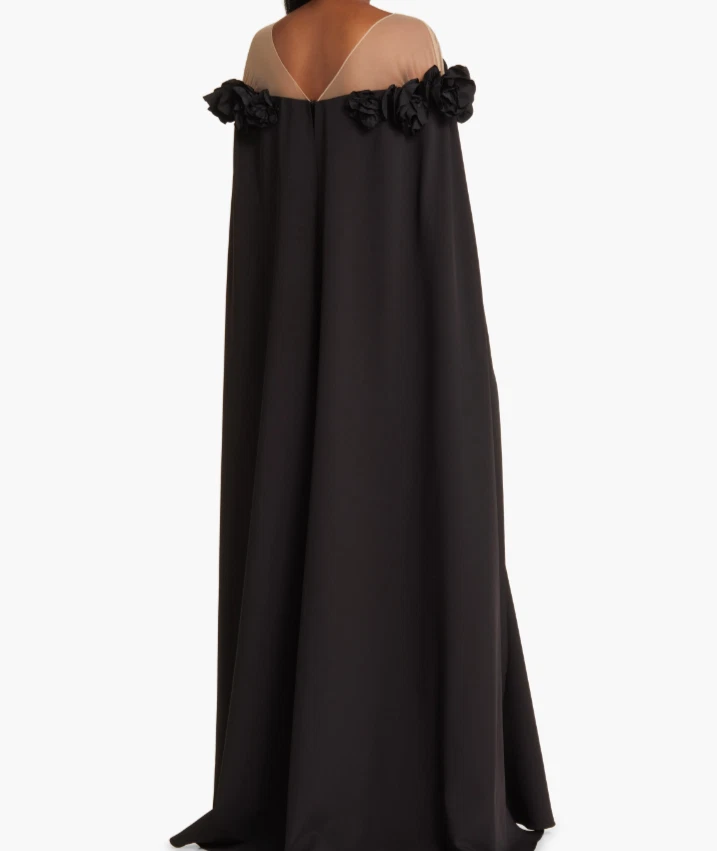 NUEVO, Vestido Marchesa Notte Detalle Flor Ilusión Hombro Capa Talla 4 #LD053 Foto 3 de 4