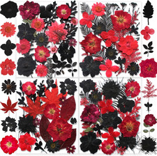 141PCS Black Red Dried Pressed Flowers For Resin - Real Nature Flowers