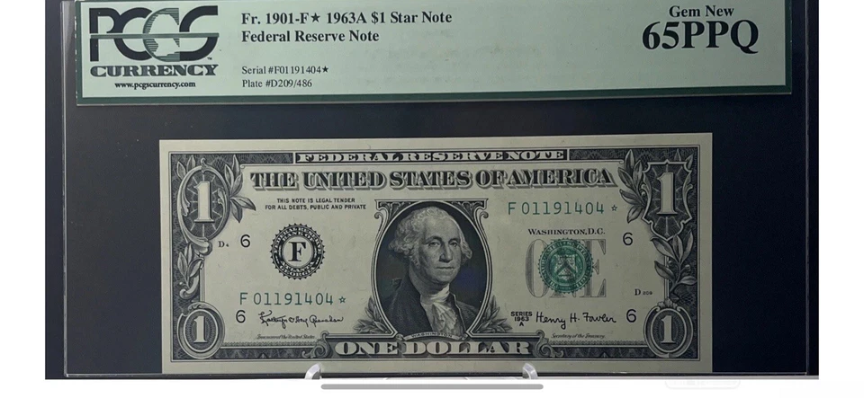 Lot of 2 *Star* $1 Dollar FRN 1963A Fr. 1901-F* Atlanta PCGS Gem New 65 PPQ - Image 4 of 4