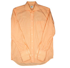 S R SOR 41 16 shirt white orange striped men's long sleeve for cufflink