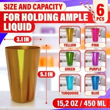 BURIUS 6Pcs Aluminum Drinking Glasses Aluminum Tumblers - Aluminum Cups 15 Oz Me