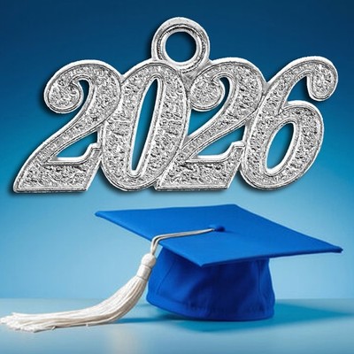 2026 Silver Graduation Tassel Year Date Charm for Commencement or Crafting Qty 1