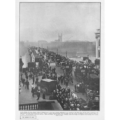 Beschäftigte Szene auf der London Bridge - antiker Druck 1901