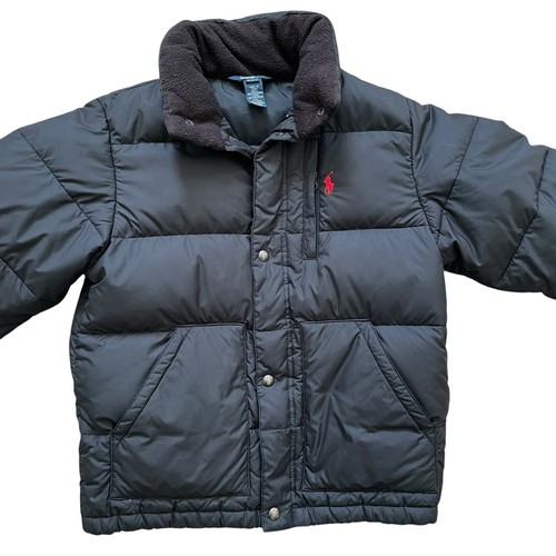 Polo Ralph Lauren Down Puffer Coat Youth Medium 12/14 Black Winter Warm *READ