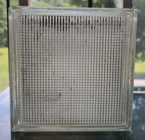 Reclaimed Architectural Salvage Glass Block Lines 7-3/4" x 7-3/4" x 3-7/8"