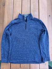 Eddie Bauer Men's Blue Knit 1/4 Zip Mock Neck Pullover Sweater XL Long Sleeve