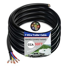 50FT Heavy Duty 7 Wire Trailer Cable CCA 14/12/10AWG Multi Gauge 50FT