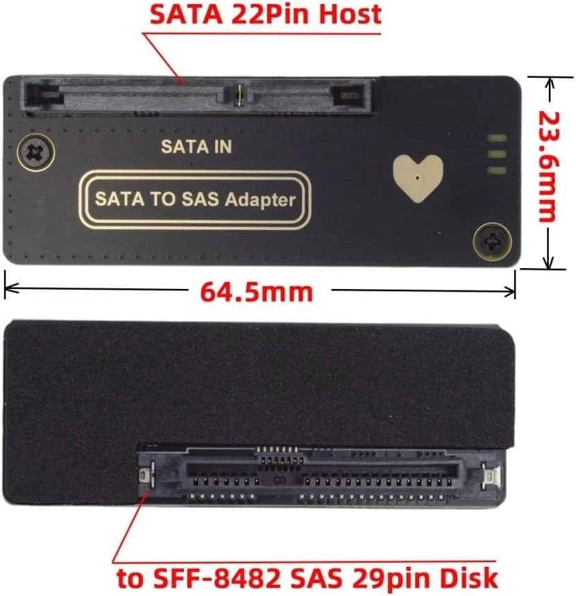 SAS To SATA 22 Pin Male True Converter HDD Hard Drive Adapter SFF-8482 - Image 2 of 4