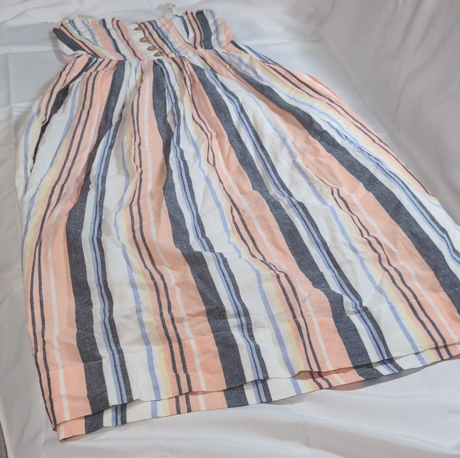 Free People S Multicolor Striped Cotton A-Line Dress Smocked Sleeveless Women