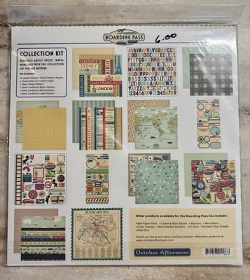 October Afternoon *BOARDING PASS* 12x12 Paper Collection 22-Pcs Travel COMPLETE