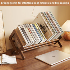 Premium Desktop Bookshelf, Bamboo Desk Bookshelf, Retro Brown Book Rack Shelf...